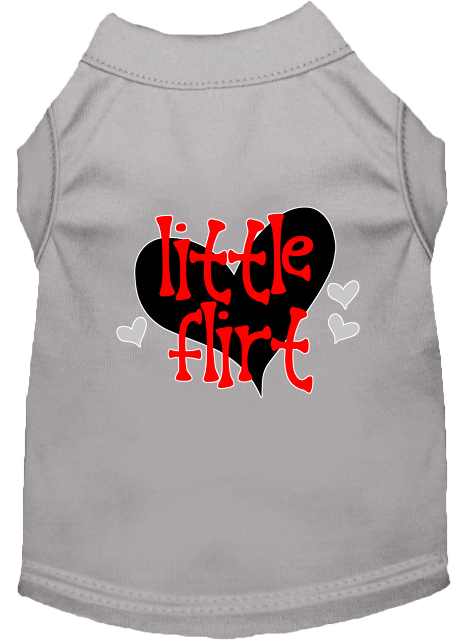 Little Flirt Screen Print Dog Shirt Grey Lg
